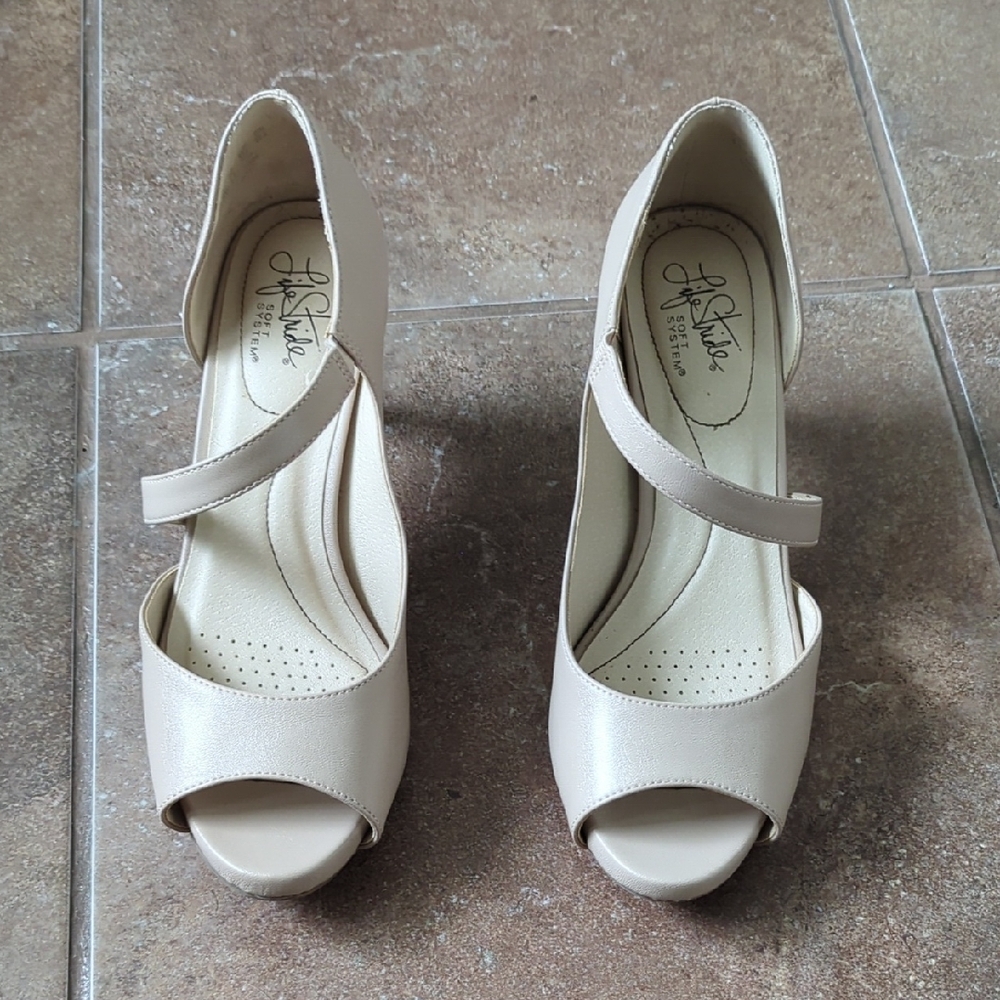 Stylish Beige Peep-Toe Heels